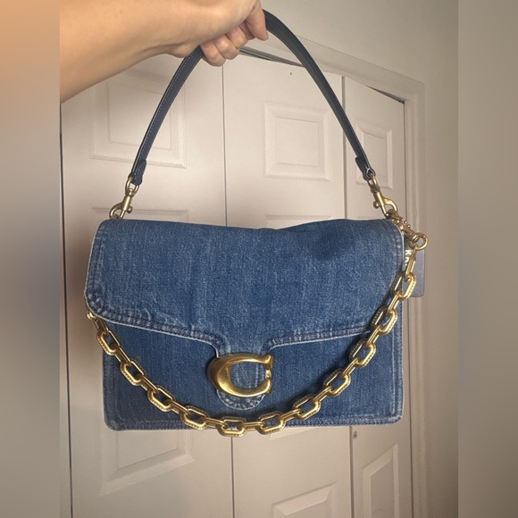 Coach Handbags - Coach Denim and Gold Chain Shoulder Bag with Matching Wallet